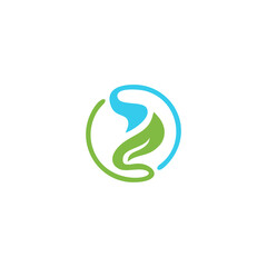 Leaf and Water Circle Logo