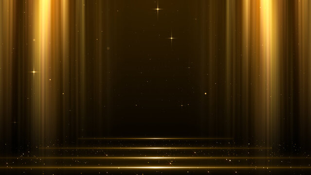 Gold Curtain and Glowing Steps Particles Awards Trailer Titles Cinematic Openers Luxury Intro Background 