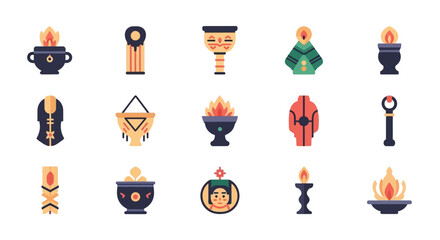 Collection of Tribal and Ethnic Decorative Objects and Symbols.