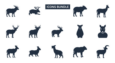 Fototapeta premium Diverse collection of animal silhouette icons bundle.