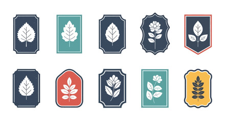 Elegant botanical emblem collection with various leaf designs.