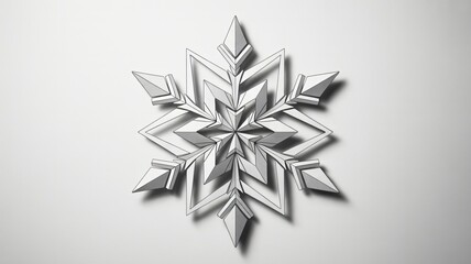 Detailed rendering of a complex paper cut snowflake with geometric shadow