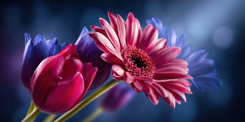 Colorful flowers bloom in a vibrant arrangement for spring