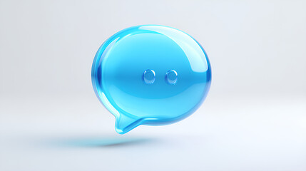 Minimal glassmorphism chat bubble icon representing communication, conversation, or messaging in applications, 3d rendering on white background. Stock Illustration