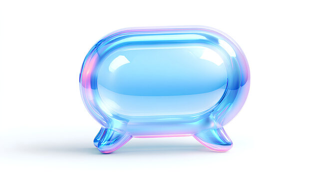 Minimal glassmorphism chat bubble icon representing communication, conversation, or messaging in applications, 3d rendering on white background. Stock Illustration