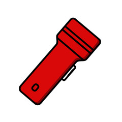 Minimalist Flat Vector Art of a Red and Black Blowtorch with Simple Rounded Shapes on a Black Background