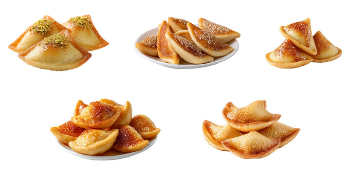 Arabic qatayef dessert isolated.