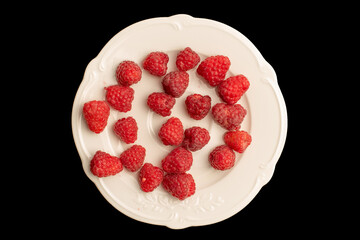 Sweet raspberries  isolated on white background, macro.