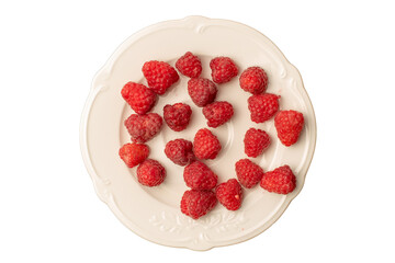 Sweet raspberries  isolated on white background, macro.