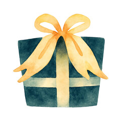 Watercolor Christmas gift box. Christmas, New year concept
