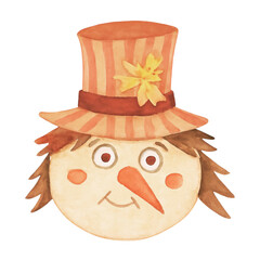 Watercolor Christmas snowman. The concept of Christmas, New Year. Cute hand-drawn illustration