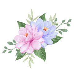 Illustration of Arrangement Pink and Purple Flowers