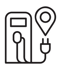 Public electric vehicle charging station map icon silhouette