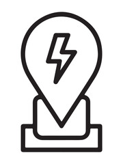 Public electric vehicle charging station map marker icon with power plug silhouette