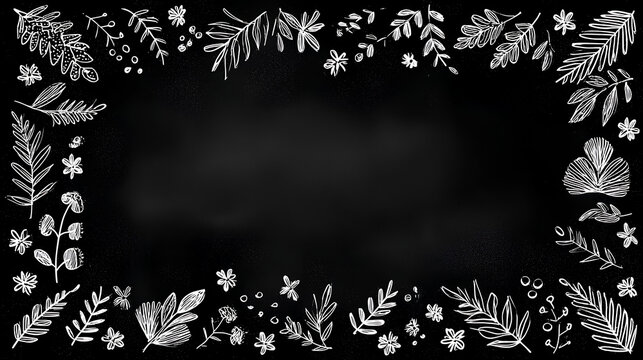 Set of chalk, crayon, charcoal, paint brush doodle hand drawn whimsical frames. Pastel scribble on the blackboard. Sketch border stamp for Christmas card, wedding, birthday, bachelorette invitation - Powered by Adobe