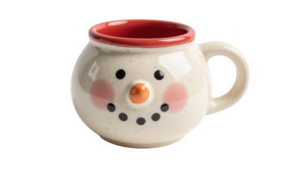Cute snowman mug with cheerful face, perfect for holiday beverages and festive gatherings. Ideal for winter celebrations and cozy drinks