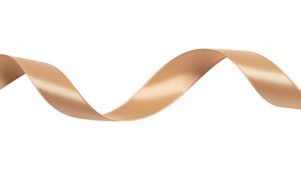 Elegant satin ribbon in soft beige color, gracefully flowing in wave pattern, perfect for decorative purposes and crafts