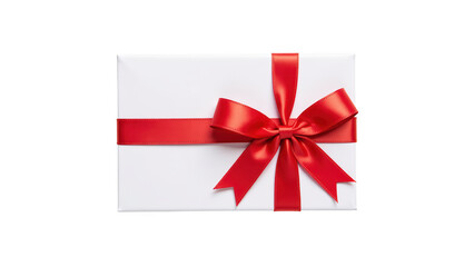 Fototapeta premium Beautifully wrapped gift box with red ribbon, perfect for celebrations and special occasions, evokes feelings of joy and anticipation