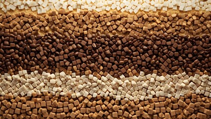 Rows of Candy Cubes, Brown and White, arranged in alternating layers, ideal for a confectionery-themed background