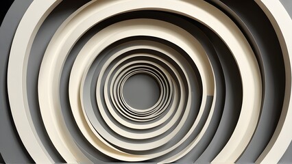 Obraz premium Abstract Tunnel, Cream and Grey Rings, creates a hypnotic effect. Perfect for use as a background, or to add depth to your design