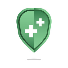 Obraz premium Medical shield icon. Health protection symbol. Hospital guard Vector. Security cross sign.