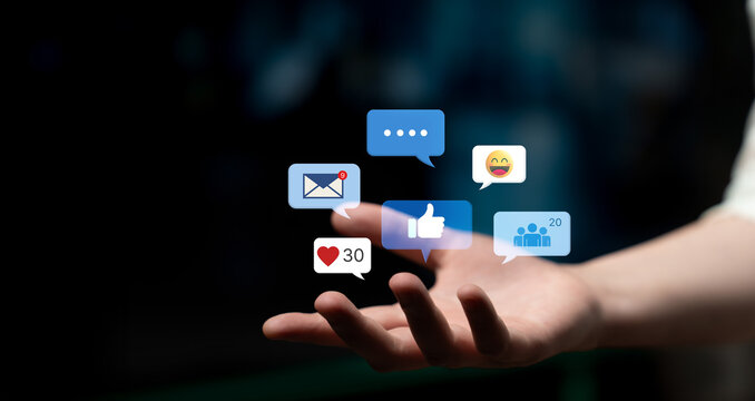 A collection of social media notifications representing user engagement. These alerts for likes, comments, and messages are key to online communication and community interaction. Fermion