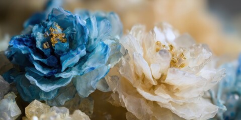 Beautiful decorative flowers made from gemstones and crystals