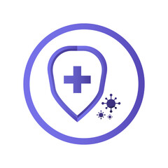 Blue shield icon. Medical cross symbol. Virus protection Vector. Health defense.