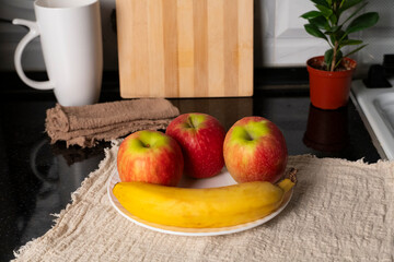 Healthy Breakfast with Apples and Banana