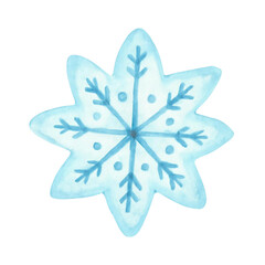 watercolor blue snowflake isolated
