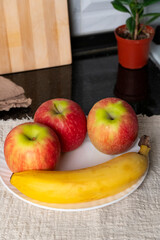 Healthy Breakfast with Apples and Banana