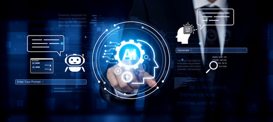 A user interface for a generative AI application. The platform allows users to enter prompts,...