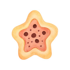 Gingerbread star. Hand drawn illustration in Doodle style