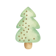 watercolor Christmas tree on a white background