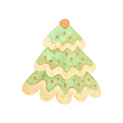 watercolor Christmas tree on a white background