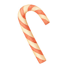 Funny Christmas candy cane. Christmas, New year concept. Hand drawn illustration
