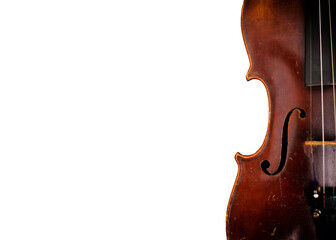 Half violin isolated on transparent background.