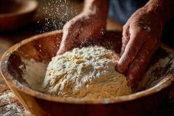 Fototapeta premium close-up flour-dusted dough ball on isolated background