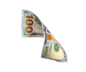 Flying 100 dollar banknotes