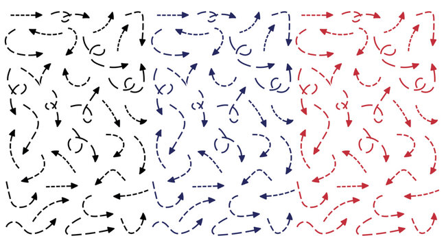 Dashed Arrow Collection Vector Illustration with Directional Emphasis and Stylized Design Elements Set on a transparent Background