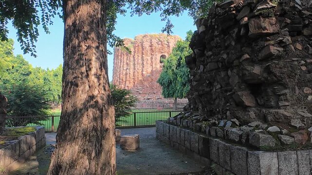 Ruins of Alai Minar in Qutub Minaret Complex Delhi India