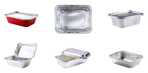aluminium food container set isolated.