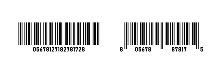 Barcode Design Collection – Multiple Black Barcode Illustrations Isolated on White Background for Retail and Labeling