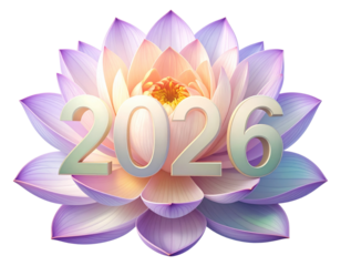 Aromatherapy Lotus “Happy New Year 2026” Logo in Pastels