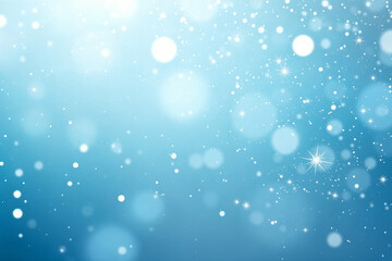 Abstract Blue Bokeh Background with Sparkling Glitter and Lights, Winter Wonderland Concept.