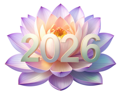 Aromatherapy Lotus “Happy New Year 2026” Logo in Pastels