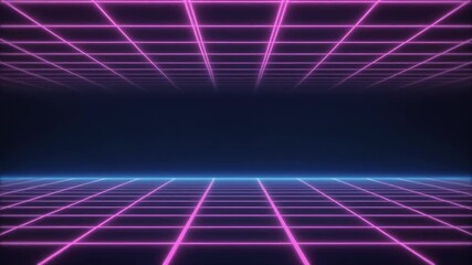 Vaporwave pink grid animation for retro neon visuals and futuristic presentations - Powered by Adobe