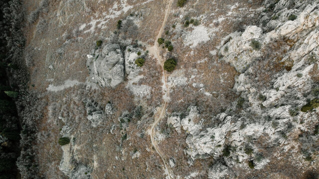 Aerial Drone Views of The Major Large American Flag Hanging in Mountains of North Ogden Utah Veterans Day