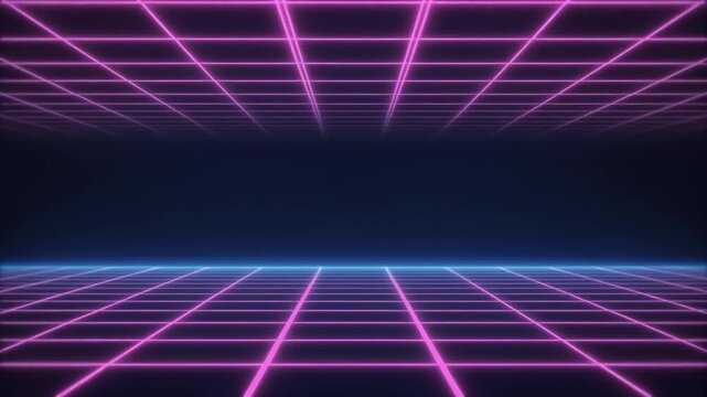 Vaporwave pink grid animation for retro neon visuals and futuristic presentations