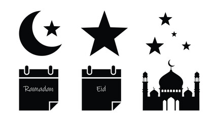 Islamic culture vector illustration with ramadan and eid al adha calendar icons
